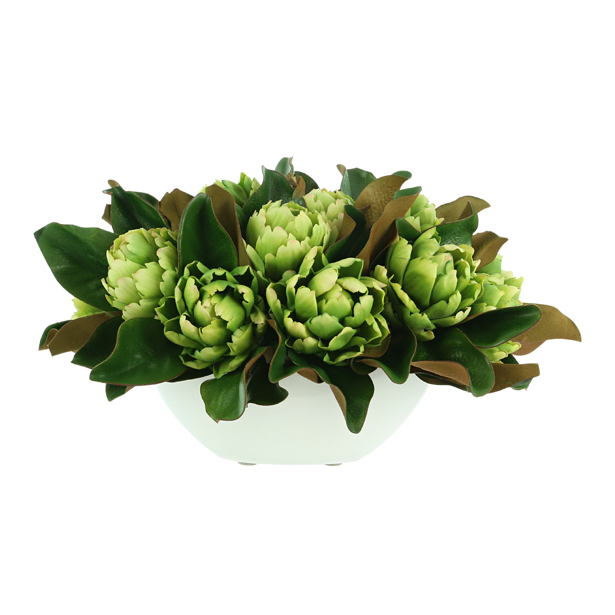 Creative Displays Inc Magnolia And Artichoke Floral Arrangements In A